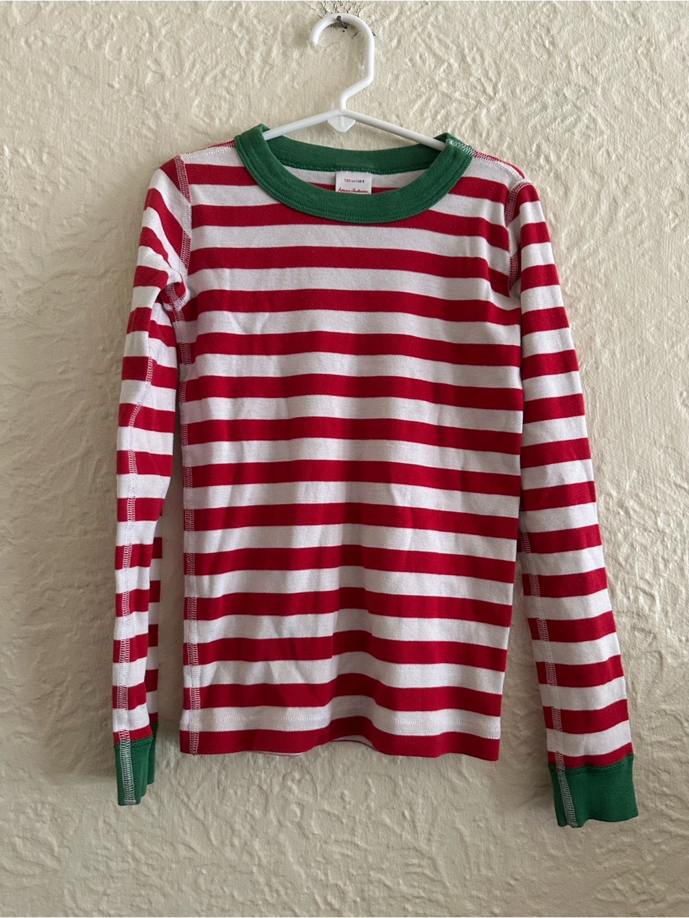 Hanna Andersson Long John Red and White Striped Long Sleeve Pajama Top 8